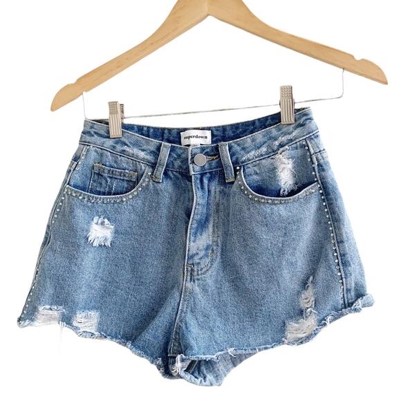 Revolve Superdown Rhinestone Studded Shorts Size 24 - Picture 1 of 6